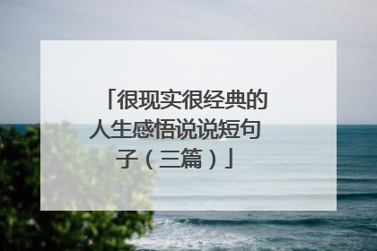很现实很经典的人生感悟说说短句子(三篇)