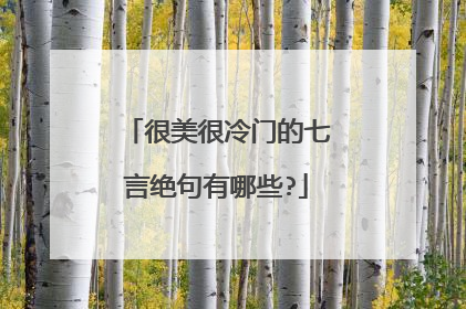 很美很冷门的七言绝句有哪些?