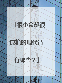 很小众却很惊艳的现代诗有哪些?