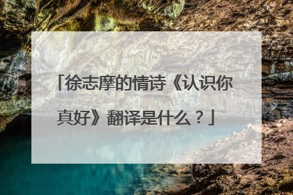 徐志摩的情诗《认识你真好》翻译是什么？