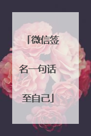 微信签名一句话至自己
