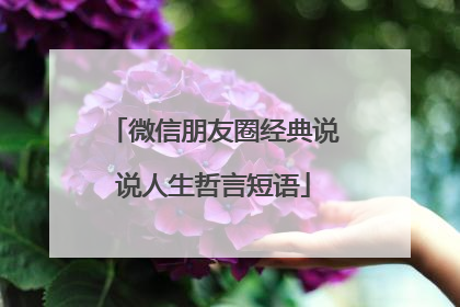 微信朋友圈经典说说人生哲言短语
