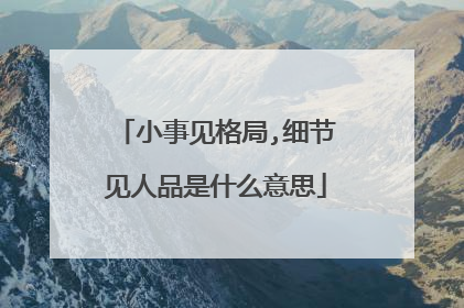 小事见格局,细节见人品是什么意思