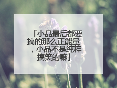 小品最后都要搞的那么正能量，小品不是纯粹搞笑的嘛