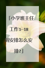 小学班主任工作1—18周安排怎么安排?