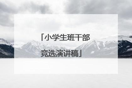 小学生班干部竞选演讲稿