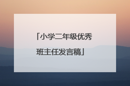 小学二年级优秀班主任发言稿