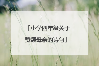 小学四年级关于赞颂母亲的诗句