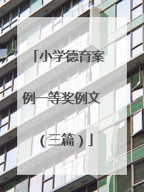 小学德育案例一等奖例文(三篇)