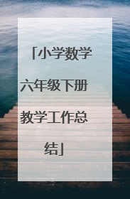 小学数学六年级下册教学工作总结
