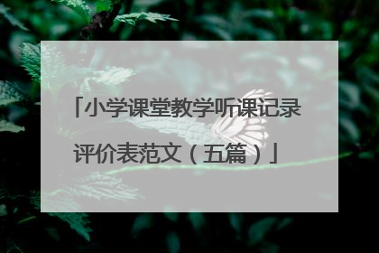 小学课堂教学听课记录评价表范文（五篇）