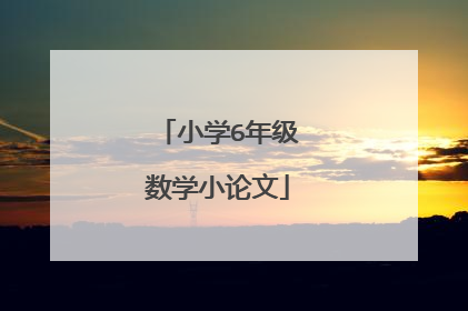 小学6年级数学小论文
