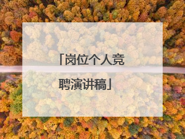 岗位个人竞聘演讲稿