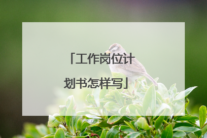 工作岗位计划书怎样写