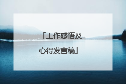 工作感悟及心得发言稿