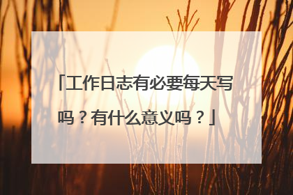 工作日志有必要每天写吗？有什么意义吗？