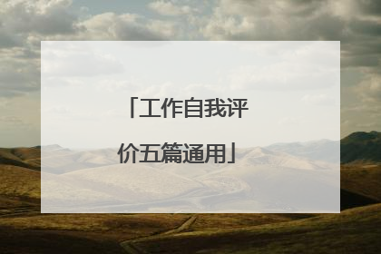 工作自我评价五篇通用