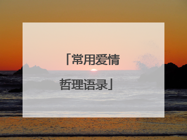 常用爱情哲理语录