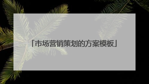 市场营销策划的方案模板