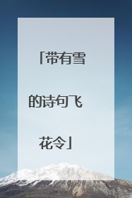 带有雪的诗句飞花令
