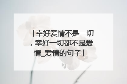 幸好爱情不是一切，幸好一切都不是爱情_爱情的句子
