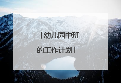 幼儿园中班的工作计划