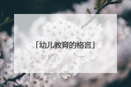 幼儿教育的格言