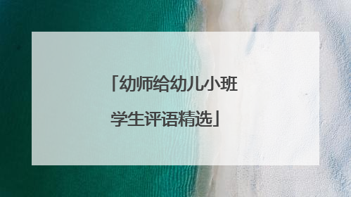 幼师给幼儿小班学生评语精选