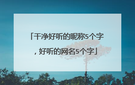 干净好听的昵称5个字,好听的网名5个字