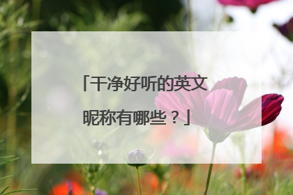 干净好听的英文昵称有哪些?