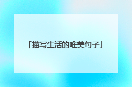 描写生活的唯美句子
