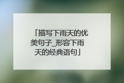 描写下雨天的优美句子_形容下雨天的经典语句