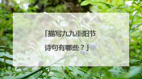 描写九九重阳节诗句有哪些？