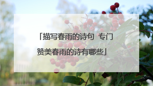 描写春雨的诗句 专门赞美春雨的诗有哪些