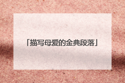 描写母爱的金典段落