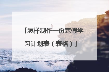 怎样制作一份寒假学习计划表(表格)