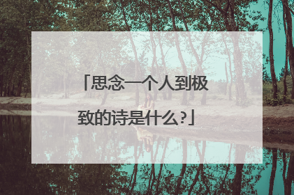 思念一个人到极致的诗是什么?