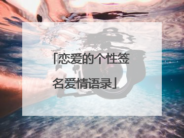 恋爱的个性签名爱情语录