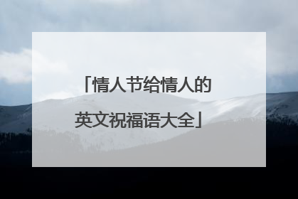 情人节给情人的英文祝福语大全