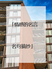 情感的名言名句摘抄