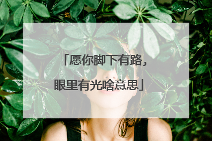 愿你脚下有路,眼里有光啥意思