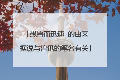 愚鲁而迅速 的由来 据说与鲁迅的笔名有关