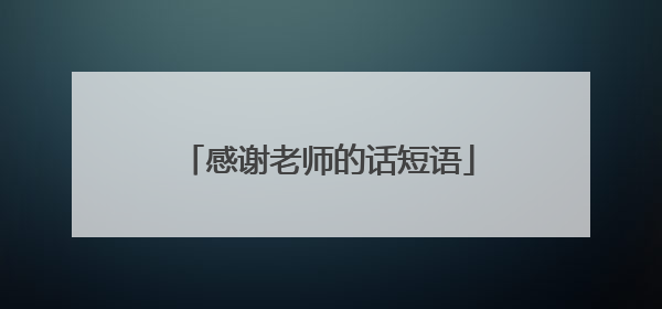 感谢老师的话短语
