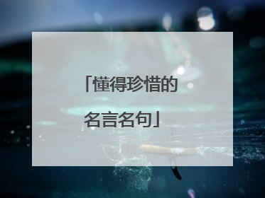 懂得珍惜的名言名句