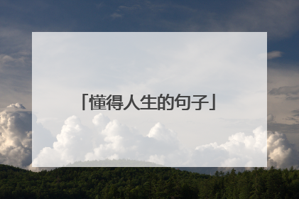 懂得人生的句子
