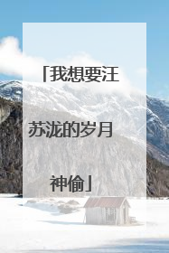 我想要汪苏泷的岁月神偷