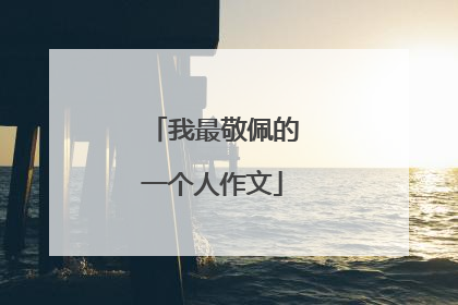 我最敬佩的一个人作文
