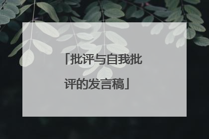 批评与自我批评的发言稿