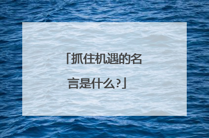 抓住机遇的名言是什么?