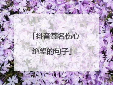 抖音签名伤心绝望的句子